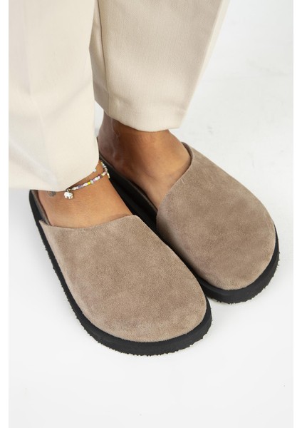 Ateshi Kadın Deri Hakiki Deri Düz Sabo Vizon Terlik modelleri