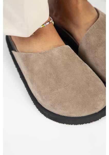 Ateshi Kadın Deri Hakiki Deri Düz Sabo Vizon Terlik fırsatları