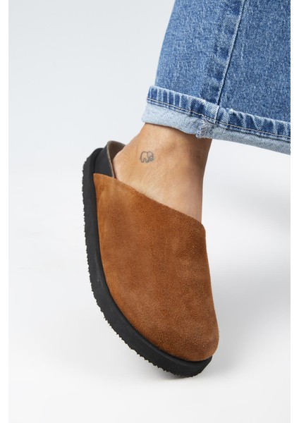 Ateshi Kadın Deri Hakiki Deri Düz Sabo Taba Terlik indirimleri