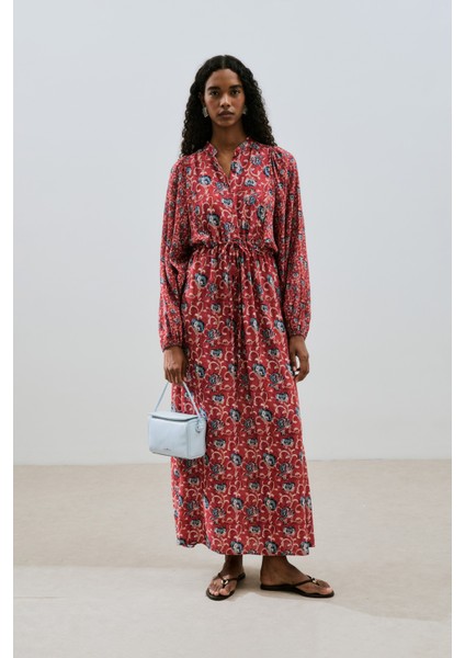 Desenli Viskon Bağlamalı Elbise Poppy fiyatları