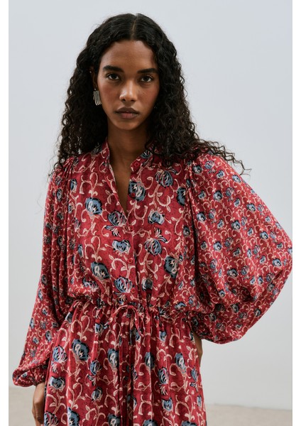 Desenli Viskon Bağlamalı Elbise Poppy modelleri