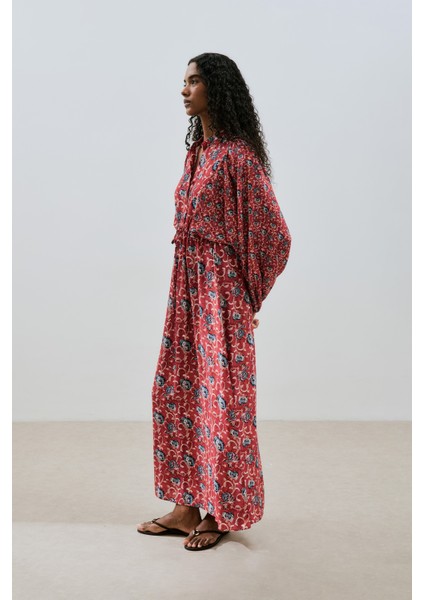 Desenli Viskon Bağlamalı Elbise Poppy indirimleri