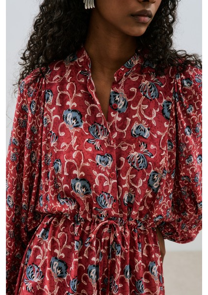 Desenli Viskon Bağlamalı Elbise Poppy