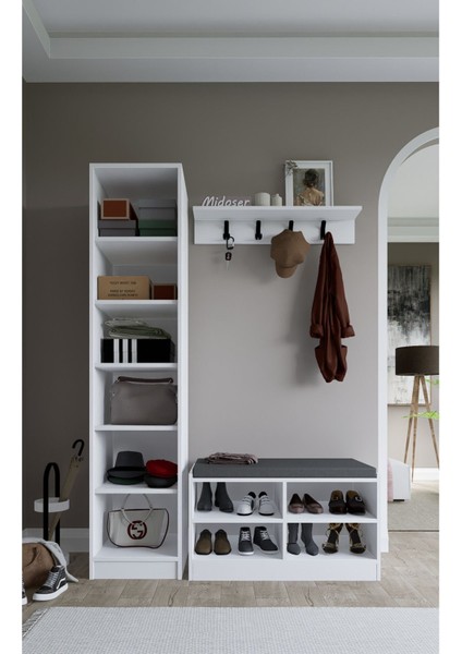 Lucas Country Tasarım Portmanto Takımı – 18 mm Yonga Levha, 182x87x45 cm, Geniş Depolama ve Şık Tasarım