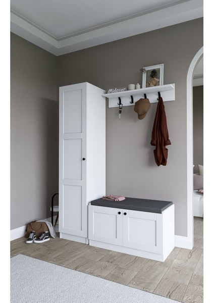 Lucas Country Tasarım Portmanto Takımı – 18 mm Yonga Levha, 182x87x45 cm, Geniş Depolama ve Şık Tasarım