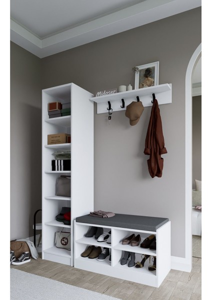 Lucas Country Tasarım Portmanto Takımı – 18 mm Yonga Levha, 182x87x45 cm, Geniş Depolama ve Şık Tasarım