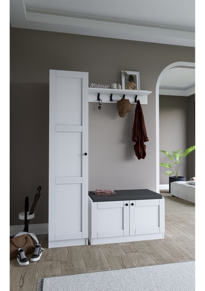 Lucas Country Tasarım Portmanto Takımı – 18 mm Yonga Levha, 182x87x45 cm, Geniş Depolama ve Şık Tasarım