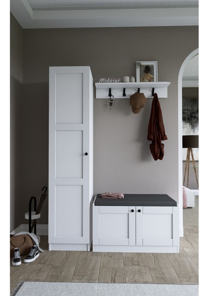 Lucas Country Tasarım Portmanto Takımı – 18 mm Yonga Levha, 182x87x45 cm, Geniş Depolama ve Şık Tasarım