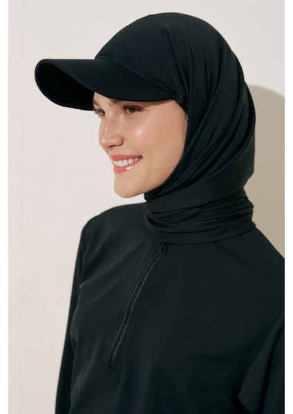 Cap Şapkalı Mayo Şal Siyah