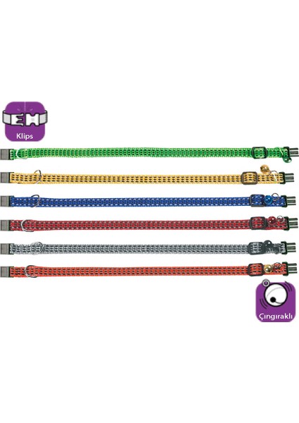 Karlıe Kedi Tasma Çıng. 25-35CM Karışık Renkli