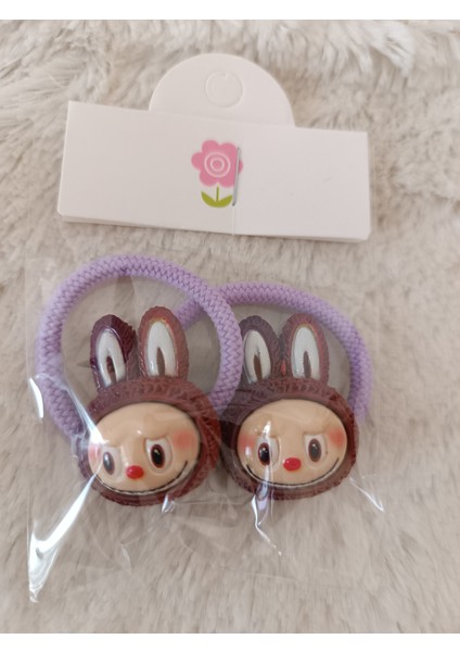 Labubu Model Çift Kulak Detay Trend Lastik Çocuk Tokası