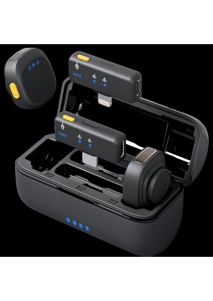 Kablosuz Yaka Mikrofonu Çiftli – 48KHZ Hd Ses, Aı Çift Gürültü Engelleme, 50M Çekim Mesafesi, 1 Sn Otomatik Eşleşme, Taşınabilir Şarj Kutulu, (Lightning/type-C Alıcı) | D07