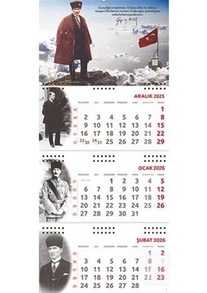 2026 Atatürk Gemici Duvar Takvimi - Gazi