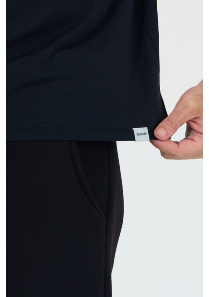 Bruce Sıfır Yaka Siyah Basic Bambu ve Organik Pamuk Erkek Tişört fırsatları