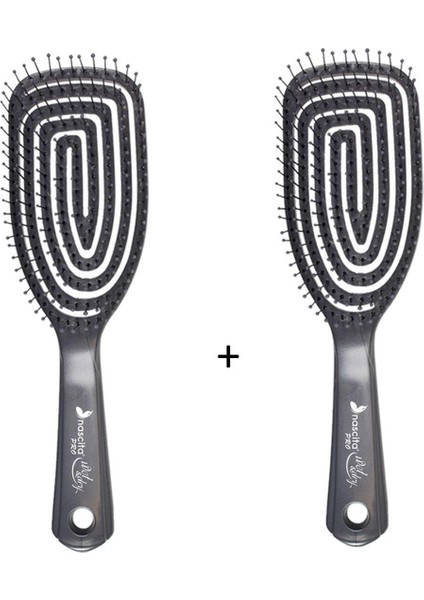2'li 3D Tasarımlı Saç Fırçası Seti – Dayanıklı Plastik, Günlük Kullanım ve Saç Dolaşıklığını Kolay Açma