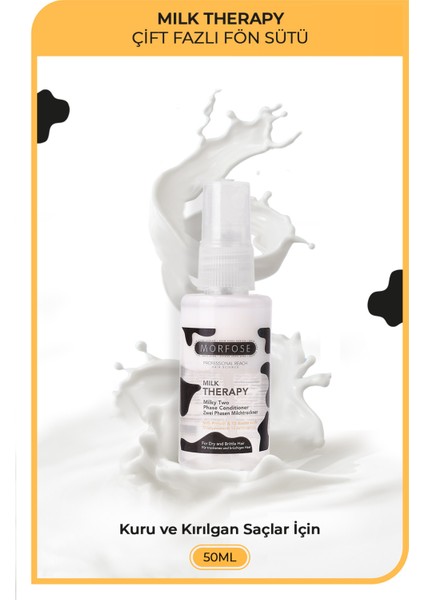 Milk Therapy Çift Fazlı Durulanmayan Fön Sütü 50 ml – Süt Proteini ve Arginin ile Kuru Saçlar için Isı ve Çevre Koruması fırsatları