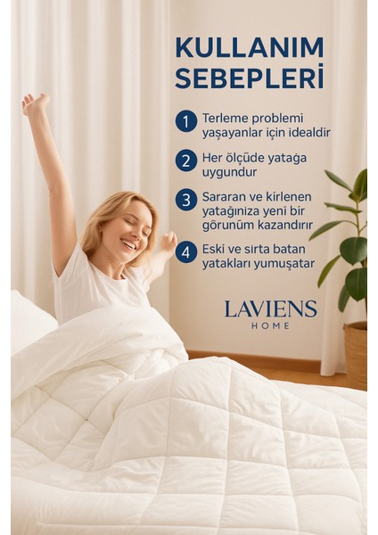 Relax Touch Çift Kişilik Yatak Koruyucu Uyku Pedi 150x200 cm – Ekstra Yumuşak Mikrofiber Silikon Elyaf, Beyaz Renk