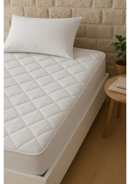 Relax Touch Çift Kişilik Yatak Koruyucu Uyku Pedi 150x200 cm – Ekstra Yumuşak Mikrofiber Silikon Elyaf, Beyaz Renk