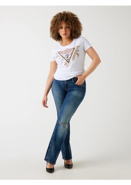 Triangle Kadın Beyaz Slim Fit T-Shirt W5YI13J1314-G011