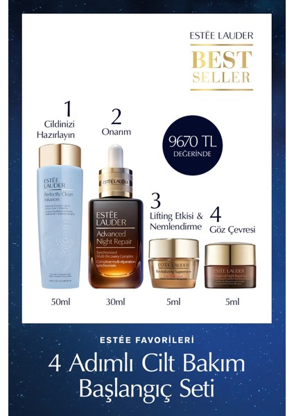 4 Adımlı Cilt Bakım Tanışma Seti - Serum 30ml, Krem 15ml, Göz Kremi 5ml, Temizleyici Köpük 150ml