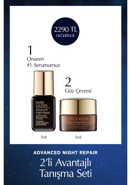 Seyahat Boy Cilt Bakım Seti - Advanced Night Repair Onarıcı Serum 7ml Jel Göz Kremi 5ml