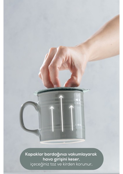 3 Adet Silikon Isı Koruyucu Bardak Kapağı Mavi indirimleri