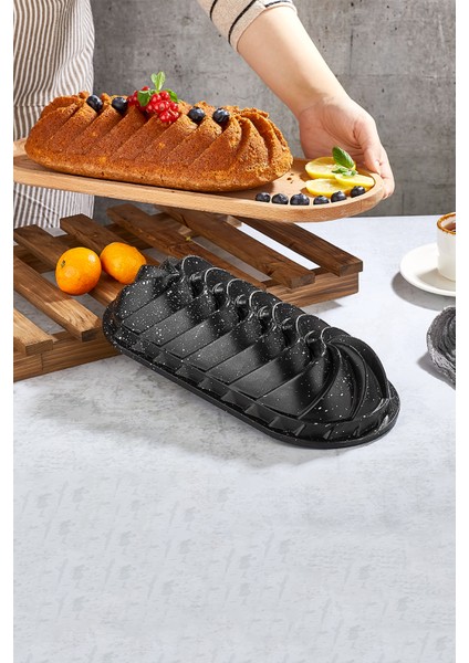 Ebru Döküm Granit Kek Kalıbı Siyah 33 cm