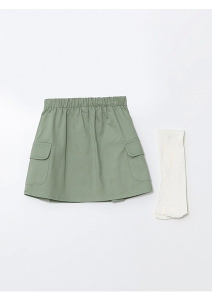 Lcw Kids Yeşil Beli Lastikli Kız Çocuk Etek ve Külotlu Çorap 2'li Takım modelleri