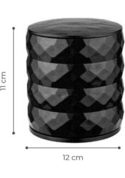 Elmas 4 Katlı Dönebilen Silindir Takı Organizeri Siyah modelleri