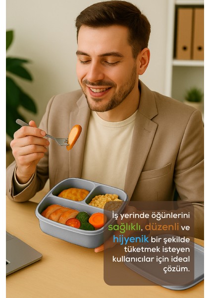 3'lü Set Bölmeli Kare Saklama Kabı Açık Gri modelleri