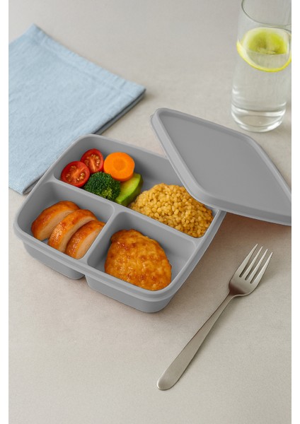 3'lü Set Bölmeli Kare Saklama Kabı Açık Gri fırsatları