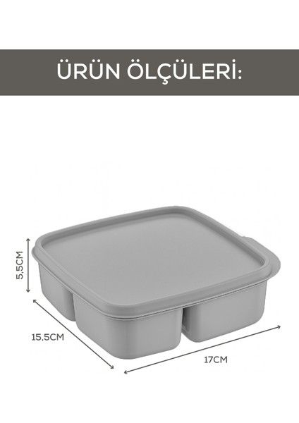 3'lü Set Bölmeli Kare Saklama Kabı Açık Gri indirimleri