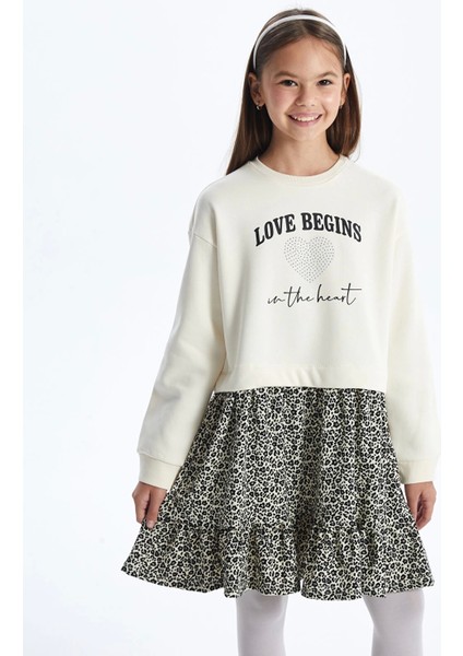 Lcw Kids Ekru Bisiklet Yaka Kız Çocuk Elbise fiyatları