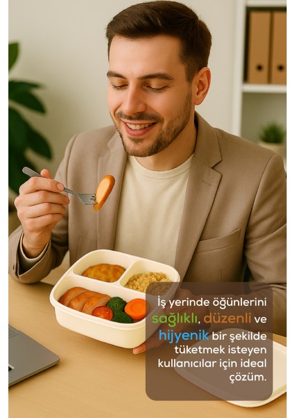 3'lü Set Bölmeli Kare Saklama Kabı Bej modelleri