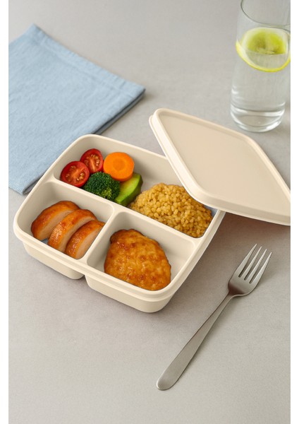 3'lü Set Bölmeli Kare Saklama Kabı Bej fırsatları