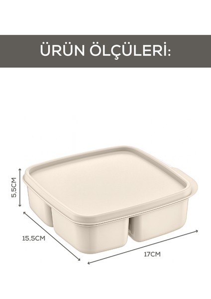 3'lü Set Bölmeli Kare Saklama Kabı Bej indirimleri