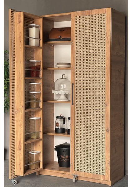2 Kapaklı 180 cm Hazeran Desenli Erzak Dolabı – Mutfak ve Kiler Düzeni İçin Şık Depolama Çözümü indirimleri