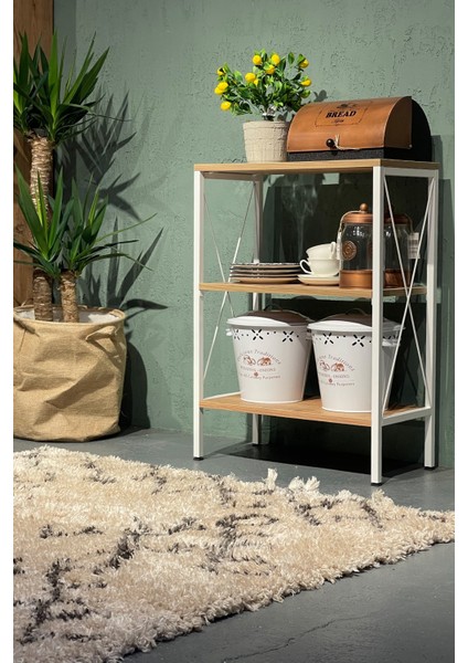 HBCV 3 Raflı Beyaz Dolap – 18 mm Yonga Levha ve Metal, Elektrostatik Boyalı, Çekmecesiz, 60x30x83 cm Ölçülerinde