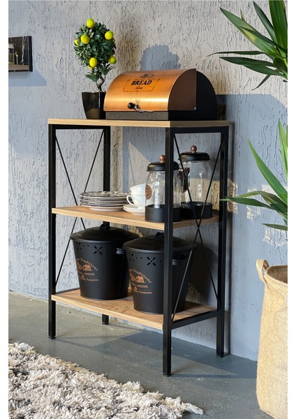 Dolaplar AVM Park Stally 3 Çekmeceli Mutfak Rafı – Siyah-Atlantik Çam, 18 mm Yonga Levha, 60x30x83 cm indirimleri