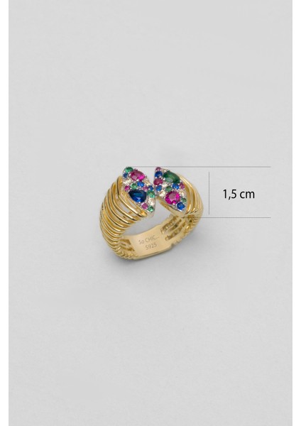 Elva 18 Ayar Sarı Altın Kaplama Gümüş Tasarım Yüzük modelleri