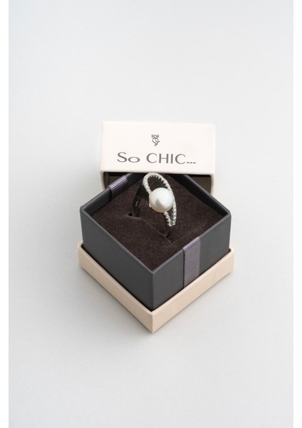 Alessia 18 Ayar Beyaz Altın Kaplama Gümüş Inci Yüzük indirimleri