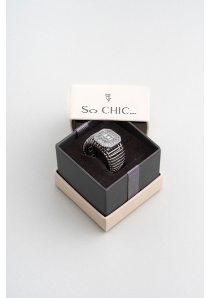 Chloe 18 Ayar Beyaz Altın Kaplama Gümüş Baget Yüzük indirimleri