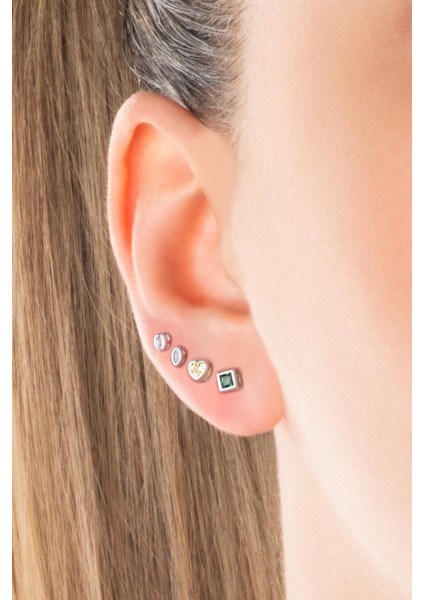 Renkli Aşk 18 Ayar Beyaz Altın Kaplama Gümüş Çoklu Küpe fiyatları