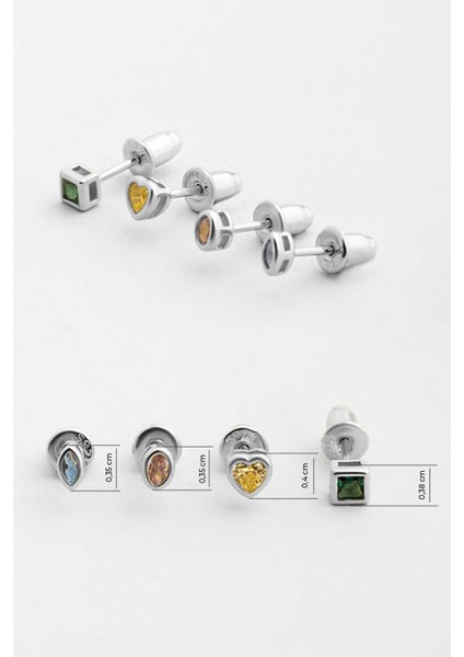 Renkli Aşk 18 Ayar Beyaz Altın Kaplama Gümüş Çoklu Küpe modelleri