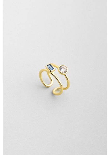 Avangard 18 Ayar Sarı Altın Kaplama Ayarlanabilir Gümüş Yüzük