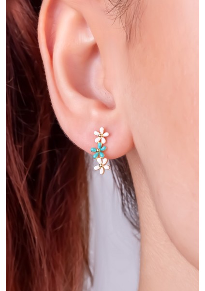 Santorini Çiçeği 18 Ayar Sarı Altın Kaplama Gümüş Küpe fiyatları