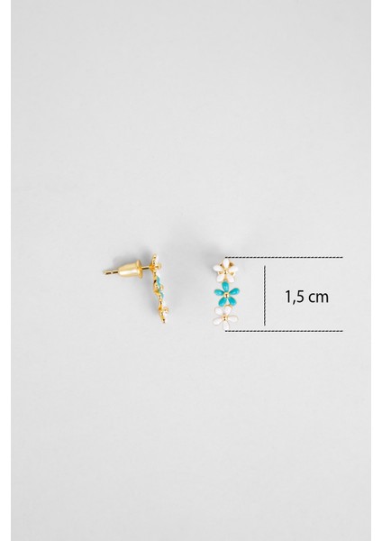 Santorini Çiçeği 18 Ayar Sarı Altın Kaplama Gümüş Küpe modelleri