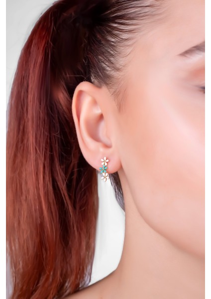 Santorini Çiçeği 18 Ayar Sarı Altın Kaplama Gümüş Küpe fırsatları