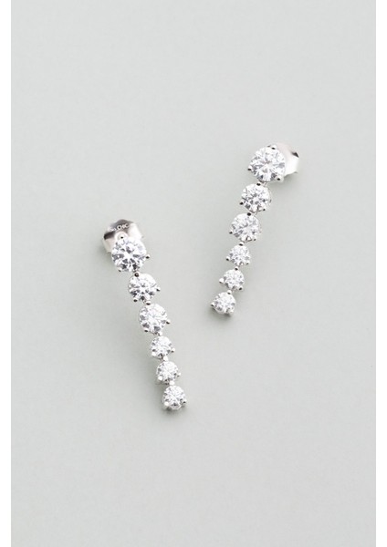 Beyazın Büyüsü 18 Ayar Beyaz Altın Kaplama Gümüş Tasarım Küpe