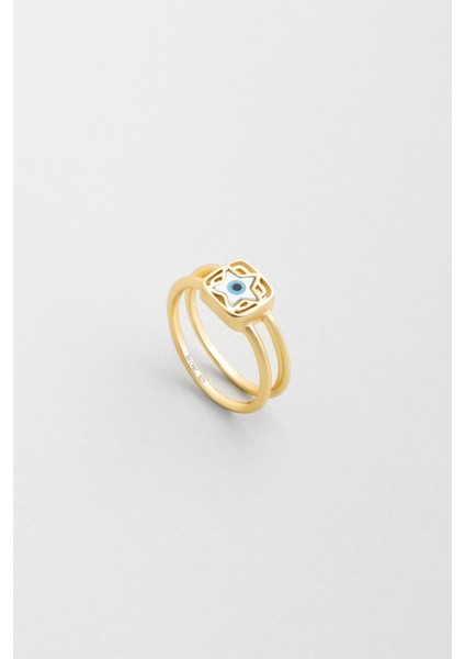 Celestina 18 Ayar Sarı Altın Kaplama Gümüş Yüzük